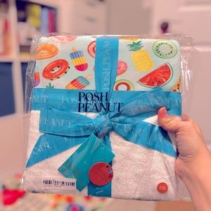 New posh peanut food floatie bath hooded bamboo terry towel 40x40